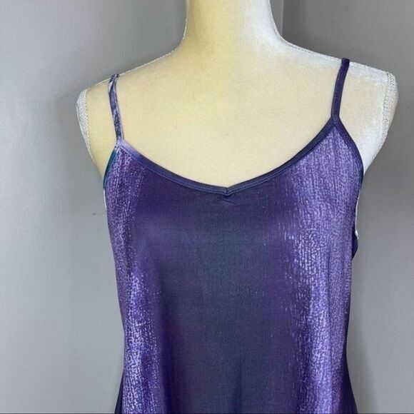 New Womens Medium Tank Top Purple V Neck handkerchief Hem - Picture 7 of 16